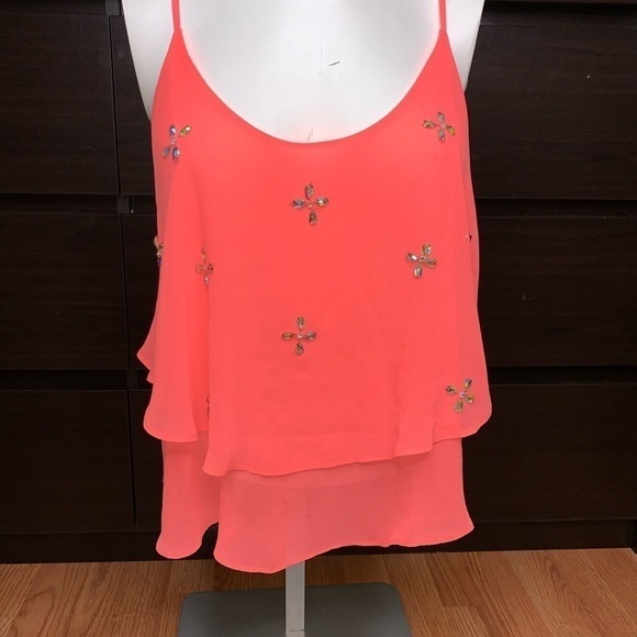 DO+BE Tops - Do & Be Ruffle Cross Back Rhinestone Tank